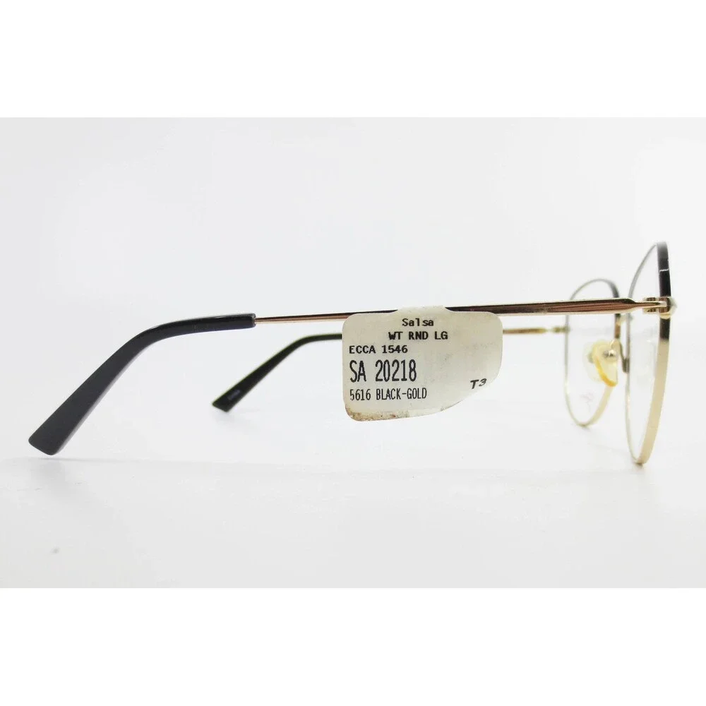 Salsa SA 20218 Black Gold Round Metal Eyeglass Frames 56-16-145 ECCA 1546